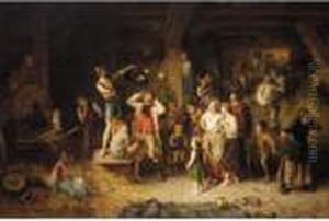 Der Taschenspieler In Der Scheune (the Conjuror In The Barn) by Ludwig Knaus