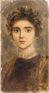 Romischer Madchenkopf (head Of A Roman Girl) And Four Pencil Sketches by Ludwig Knaus