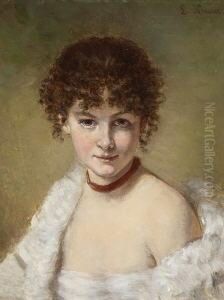 Bildnis Eines Jungen
 Madchens. by Ludwig Knaus
