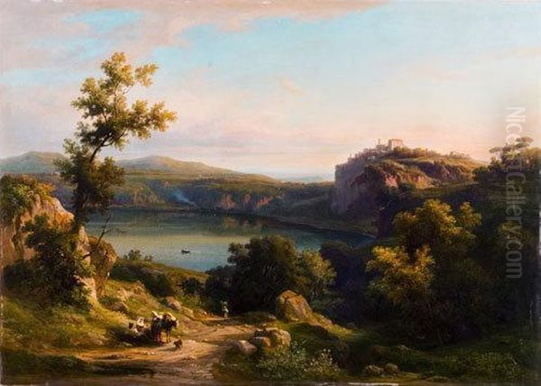 Veduta Del Lago Di Nemi by Franz Knebel