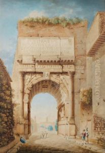 Vue De L'arc De Vespasien Et De Titus by Franz Knebel