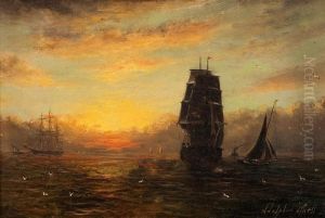 Segelschiffe Im Abendlicht Segelschiffe Im Abendlicht