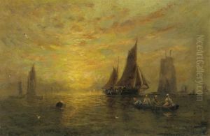 Pulling In The Nets, Sunset by Adolphus Knell