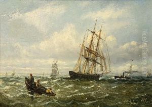 Shipping At Sea by Adolphus Knell