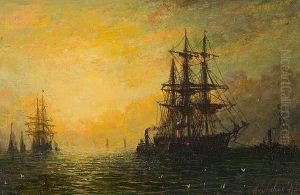 Sailing Vessels At Sunset Sailing Vessels At Sunset