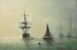 The Anchorage At Dawn (illustrated); And Towing Out At Dusk by Adolphus Knell