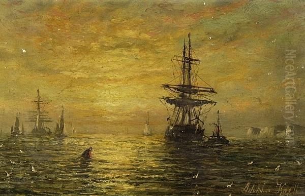 Merchantmen At Sunset - view 1