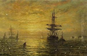 Merchantmen At Sunset Merchantmen At Sunset