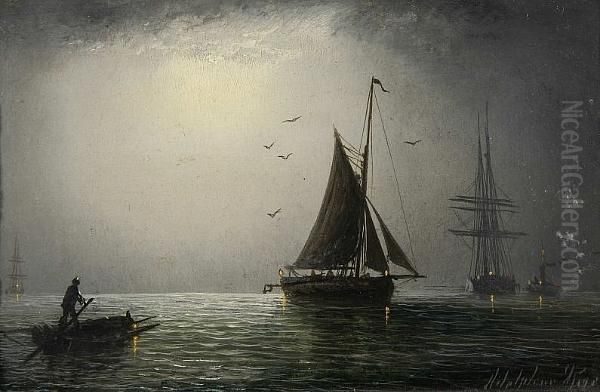 Sailing Ship At Moonlight - view 1