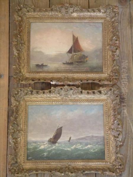 Sail Barges Off The Coast - view 1