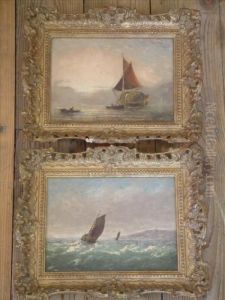 Sail Barges Off The Coast by Adolphus Knell