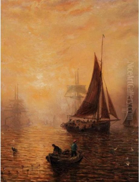 Shipping Fleet At Dusk - view 1