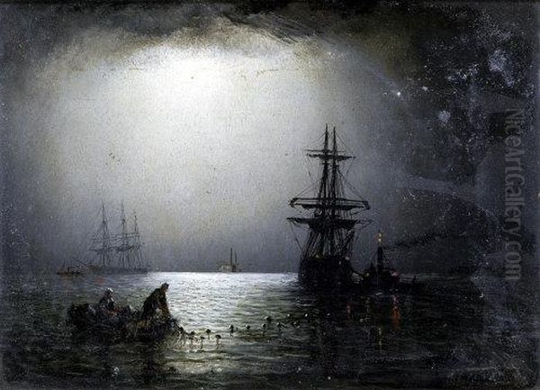 Hauling In The Nets, By Moonlight - view 1