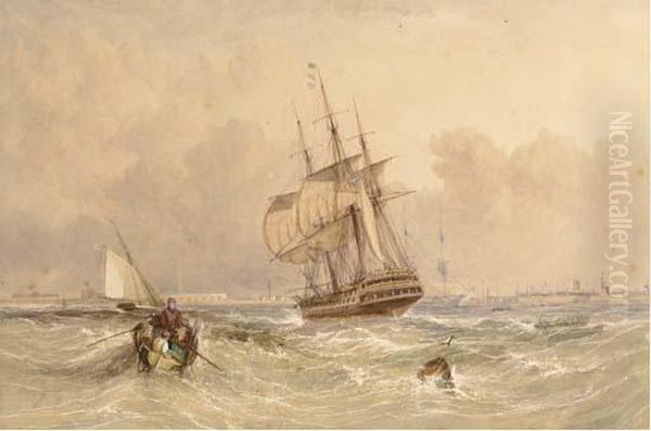 Frigates And A Cutter At Spithead - view 1