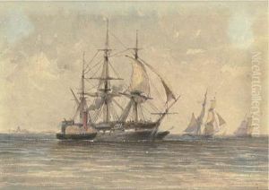 A Merchantman In Tow by William Adolphu Knell