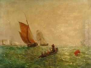 Shipping In The Channel Off The Seven Sisters by William Adolphu Knell