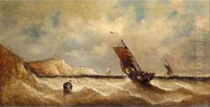 Fishing Boats Of The Coast by William Adolphu Knell