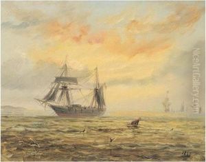 Sunset; Moonlight by William Adolphu Knell