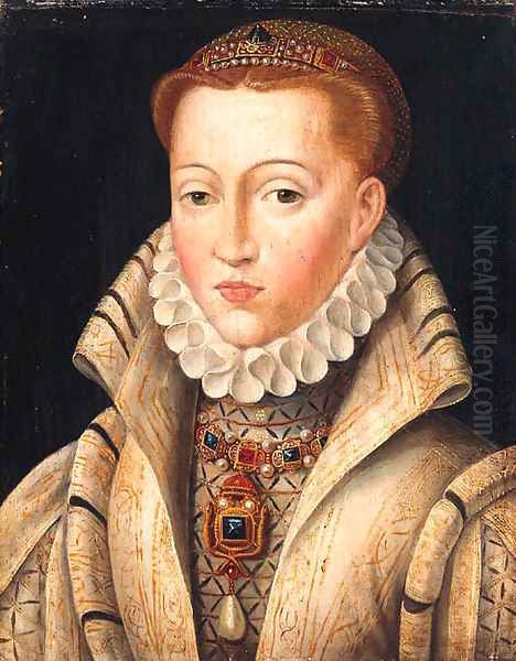 Portrait of a Lady, previously identified as Lady Jane Grey, quarter-length, in a gold-embroidered coif and white ruff - view 1