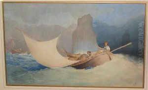 Fishing Boats Caught In A Squally Sea by Charles Parsons Knight