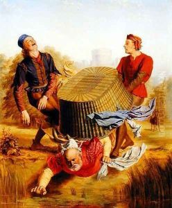 Buck Washing on Datchet Mead from 'The Merry Wives of Windsor' (Act III, scene v) by William Shakespeare, 1849 by John Skinner Clifton