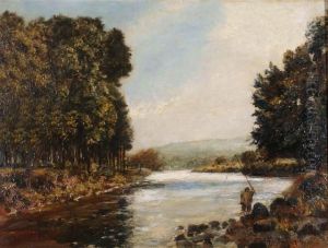 River Landscape With Angler River Landscape With Angler