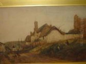 Village Scene With Children In Theforeground Village Scene With Children In Theforeground