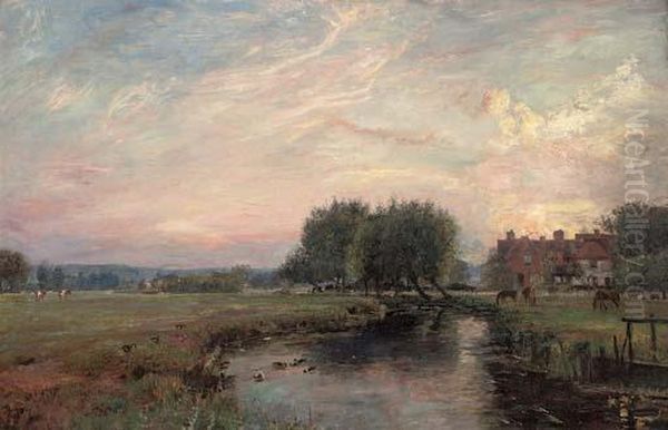 A Peaceful River Landscape At Sunset - view 1