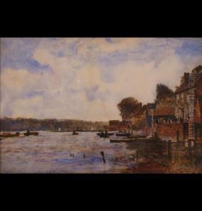A Riverside Hostelry With Figuresand Boats A Riverside Hostelry With Figuresand Boats