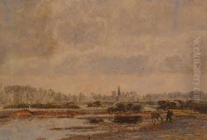 Figures In A Landscape With A Church Beyond. Figures In A Landscape With A Church Beyond.