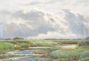 A Figure In A Punt Amongst Reeds