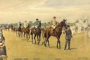 Lemberg and Greenback in the saddling ring by Isaac Cullin