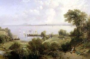 Aberdour Harbour, Edinburgh in the Distance, 1849 by Edmund Thornton Crawford