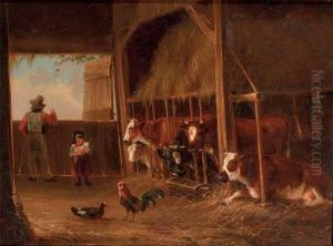 Helping Father In The Stable by Joseph Augustus Knip