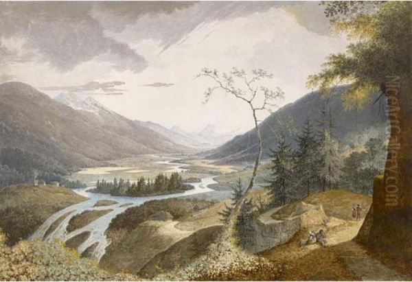 Travellers In A Mountainous Landscape - view 1