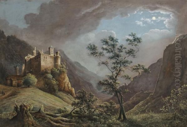 Moonlit Italianised Landscape - view 1