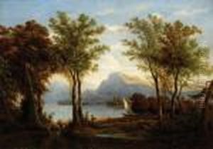 View On A Lake At The Foot Of Mountains by Henri Knip