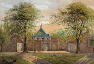 A View Of 'huis Haanwijk' With A Traveller Resting