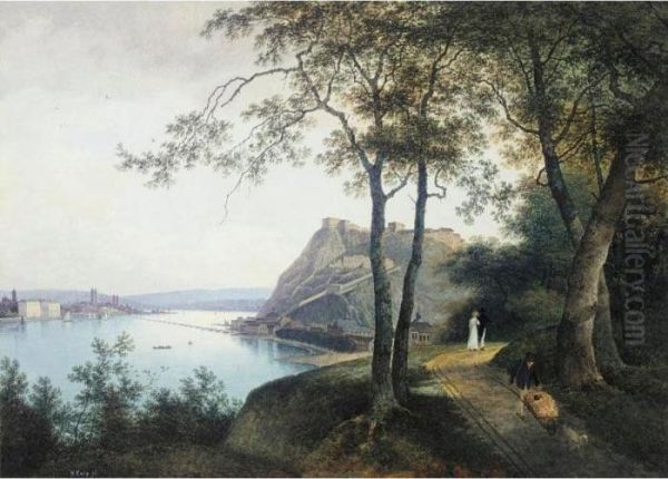 A Rhine View, With Koblenz To The Left And Ehrenbreitstein Opposite - view 1