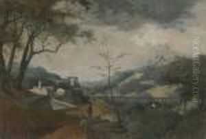 Travellers By An Aquaduct In A Mountain Landscape Travellers By An Aquaduct In A Mountain Landscape