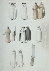 Studienblatt Mit Kartausern Und Franziskanern. by Joseph Augustus Knip
