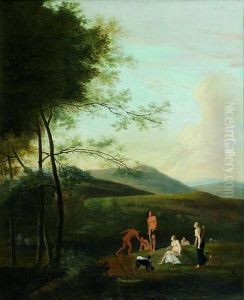 Diane Et Ses Nymphes Dans Un Paysage by Joseph Augustus Knip