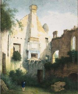 A Ruin Landscape With Remains Of A Chimney by Joseph Augustus Knip