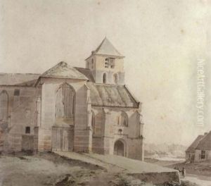 Romanesque Church Being Used As A Barn by Joseph Augustus Knip