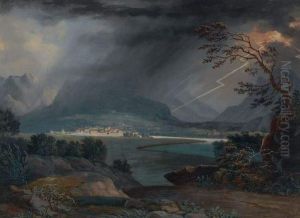 Scene D'orage Sur Un Village