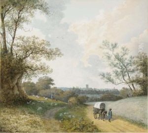 A View Of Vught, A Shepherd, His
Dog And Flock Next To The Road And An Ox-cart With A Woman In The
Foreground A View Of Vught, A Shepherd, His
Dog And Flock Next To The Road And An Ox-cart With A Woman In The
Foreground