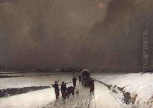 The Stragglers, Snow Effect, 1870 by Augustin Pierre Chenu