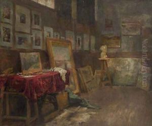 L'Intérieur d'un atelier d'artiste by Georges Cresson