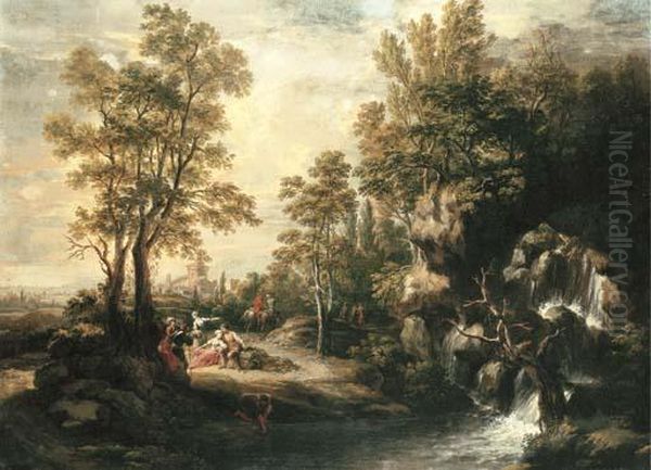 Peasants Resting By A Waterfall - view 1