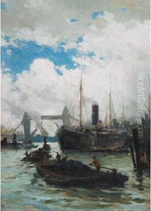 Shipping On The Thames by Farquhar Mcgillivr. Knowles
